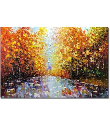 Amazon｜油絵・絵画、フレーム付きキャンバスの油彩画、手描きのモダン